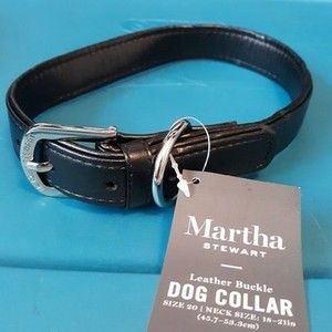 Martha Stewart Leather Buckle Dog Collar Size 20 Neck Size 18-20" black vegan